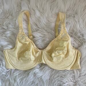 Vintage Playtex Secrets Cotton Blend Embroidered Underwire Yellow Bra 40C 40 C